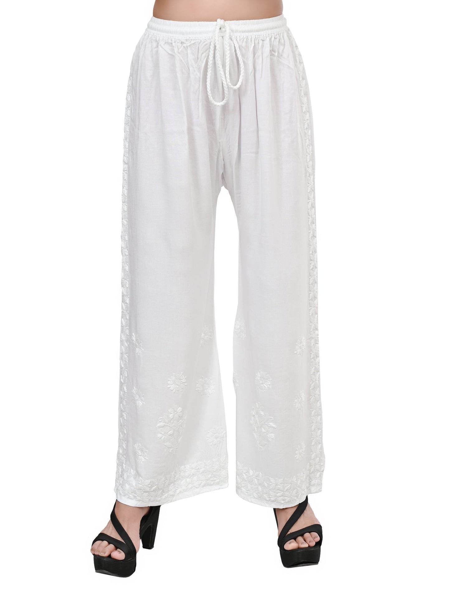 Rayon Lucknowi Chikankari Hand Embroidered Plazzo