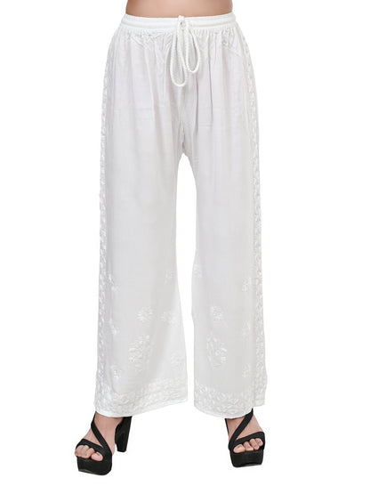 Rayon Lucknowi Chikankari Hand Embroidered Plazzo