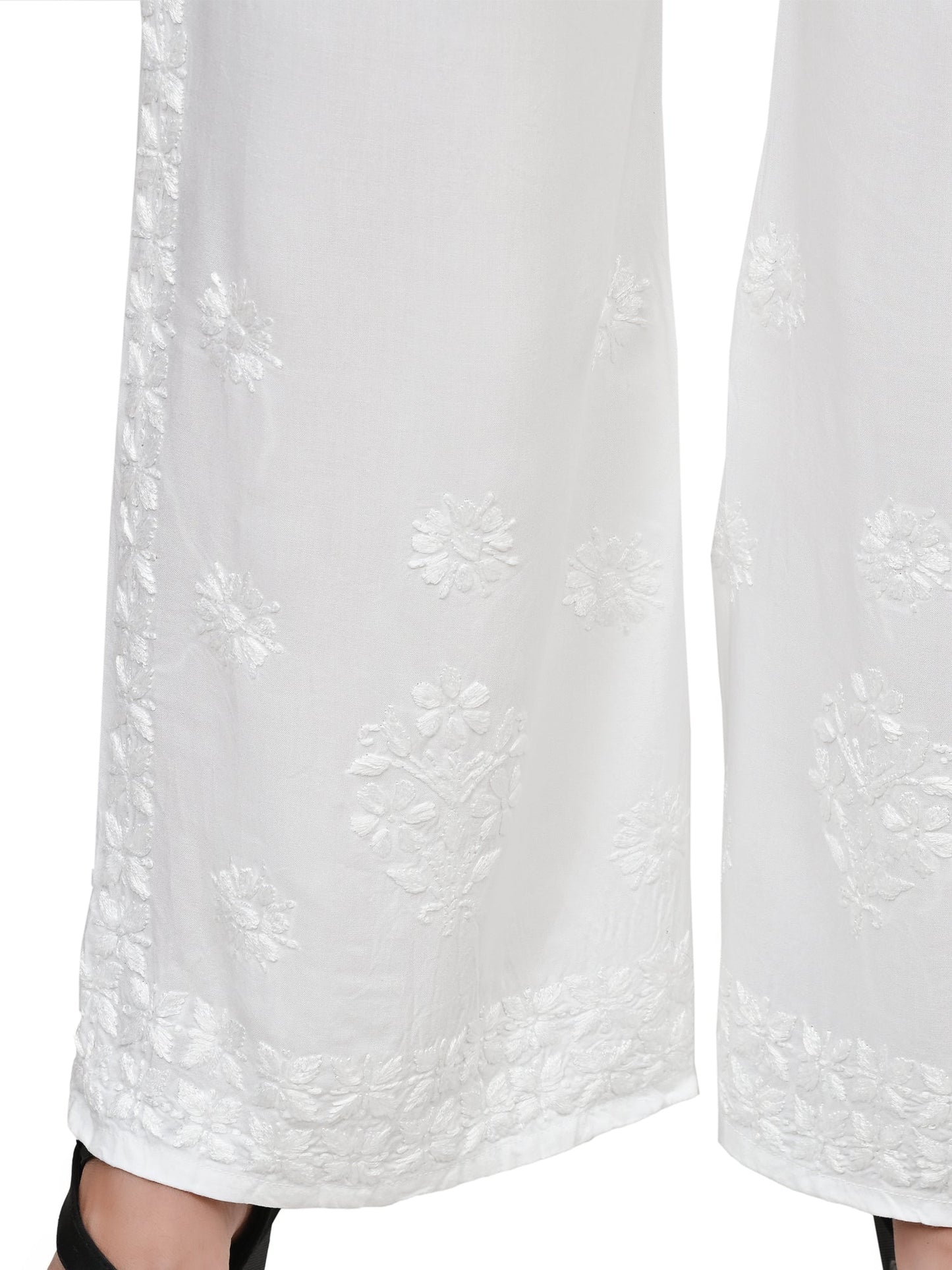 Rayon Lucknowi Chikankari Hand Embroidered Plazzo