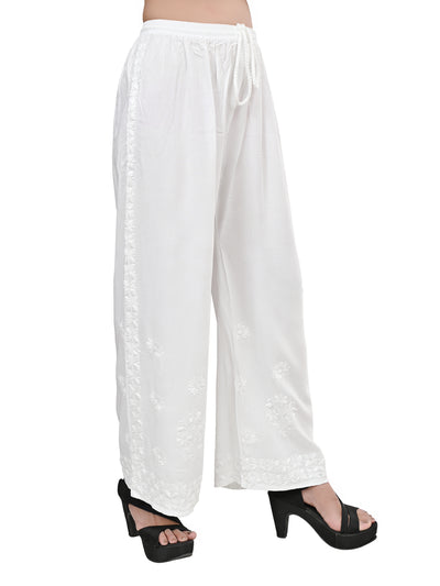 Rayon Lucknowi Chikankari Hand Embroidered Plazzo