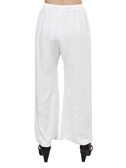 Rayon Lucknowi Chikankari Hand Embroidered Plazzo