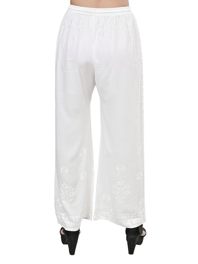 Rayon Lucknowi Chikankari Hand Embroidered Plazzo