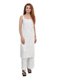 MS CHIKAN ARTS Women's Rayon Sleeveless Lucknowi Chikankari Hand Work Round Neck Kurti