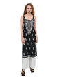 MS CHIKAN ARTS Women's Rayon Sleeveless Lucknowi Chikankari Hand Work Round Neck Kurti