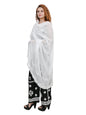 MS CHIKAN ARTS Women's Cotton Chikankari with Lace Border Dupatta