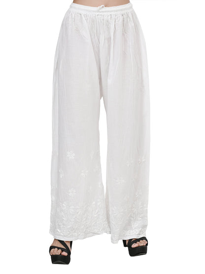 Cotton Lucknowi Chikankari Hand Embroidered Plazzo