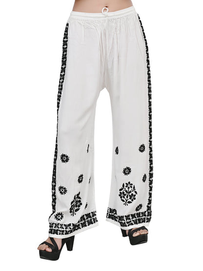 Rayon Chikankari Hand Embroidered with Black Thread Work Plazzo