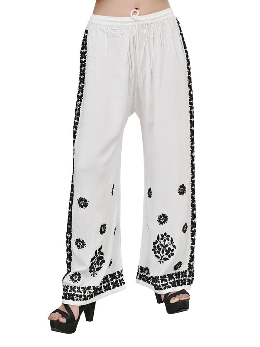 Rayon Chikankari Hand Embroidered with Black Thread Work Plazzo