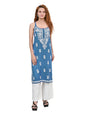 MS CHIKAN ARTS Women's Rayon Sleeveless Lucknowi Chikankari Hand Work Round Neck Kurti