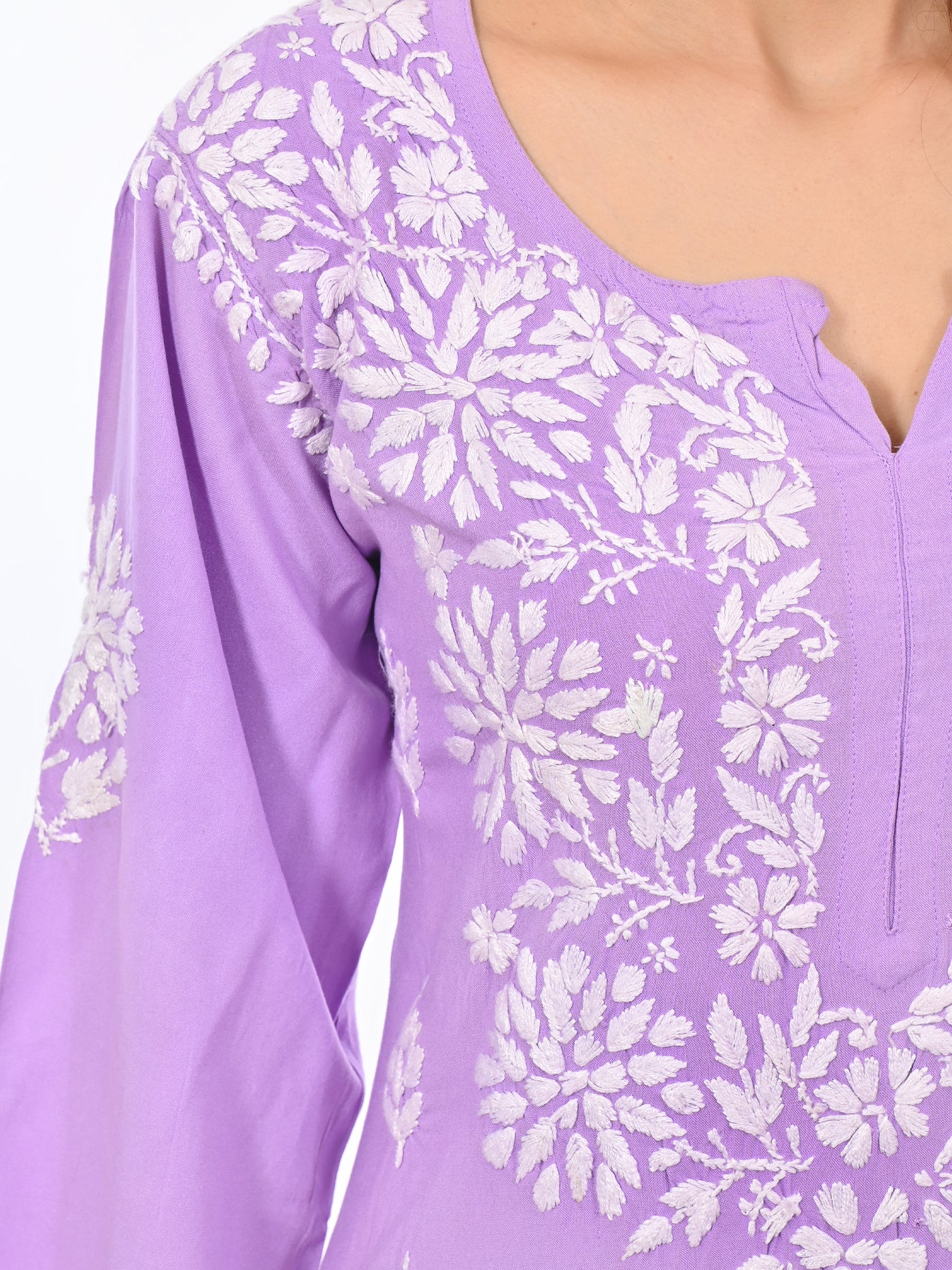 Handmade Embroidered Rayon Lucknowi Chikankari Plazo Set