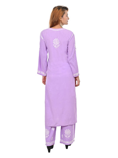 Handmade Embroidered Rayon Lucknowi Chikankari Plazo Set