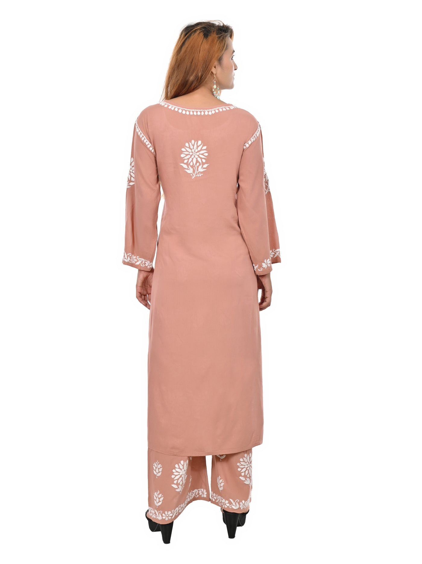 Handmade Embroidered Rayon Lucknowi Chikankari Plazo Set