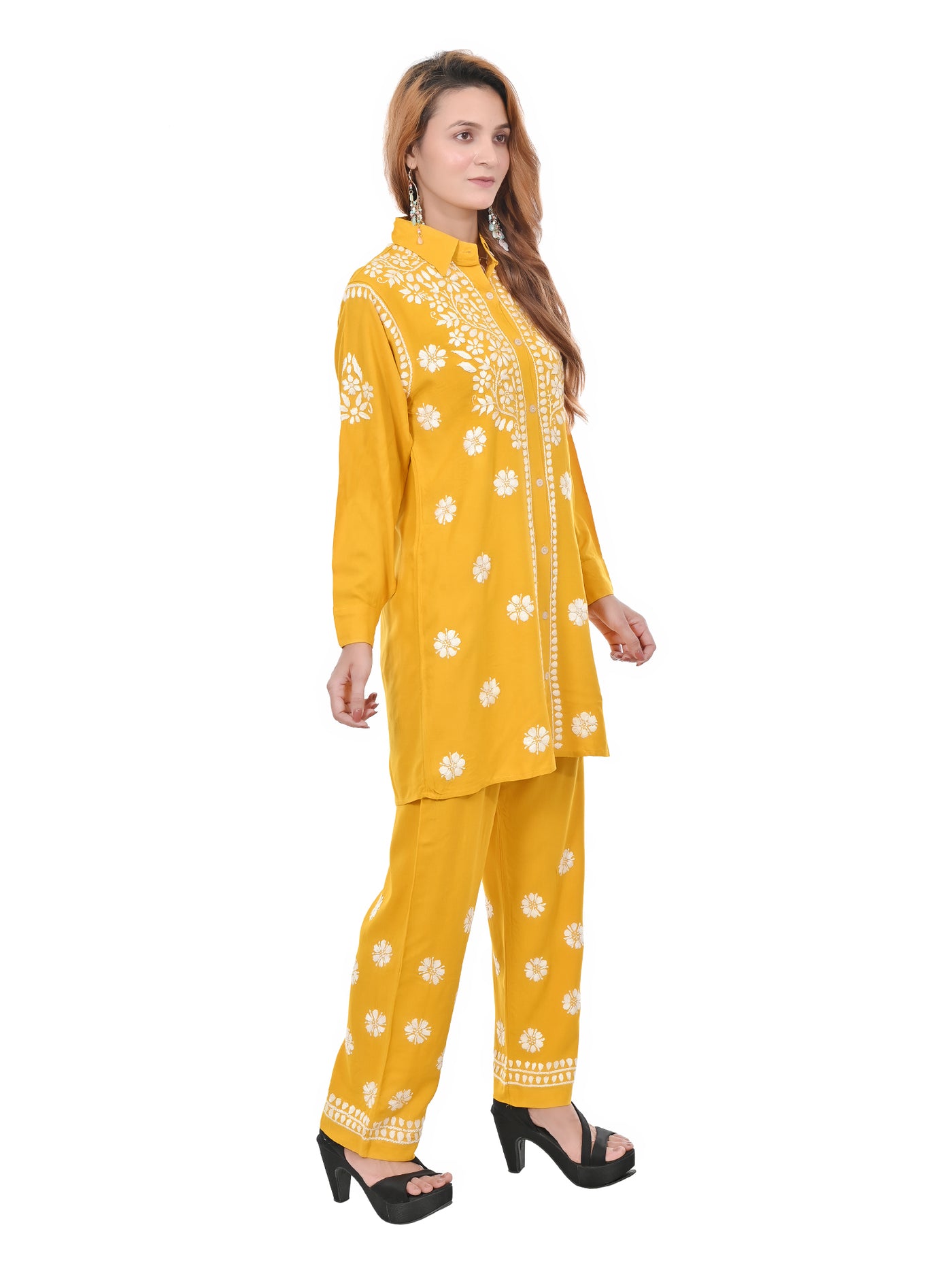 Handmade Embroidered Rayon Lucknowi Chikankari Co-ord Set