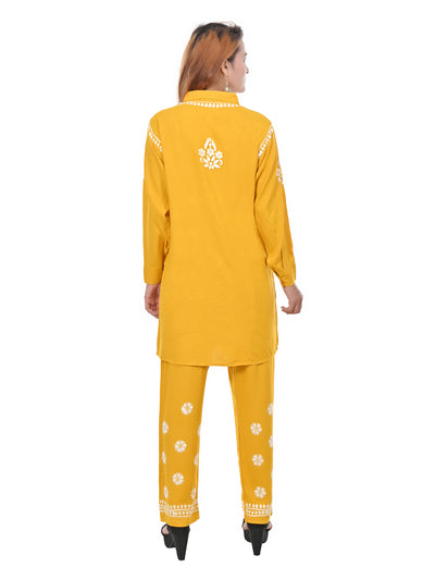 Handmade Embroidered Rayon Lucknowi Chikankari Co-ord Set