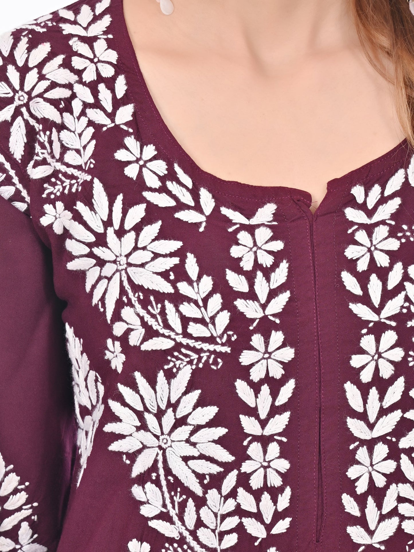 Handmade Embroidered Rayon Lace Plazo Set