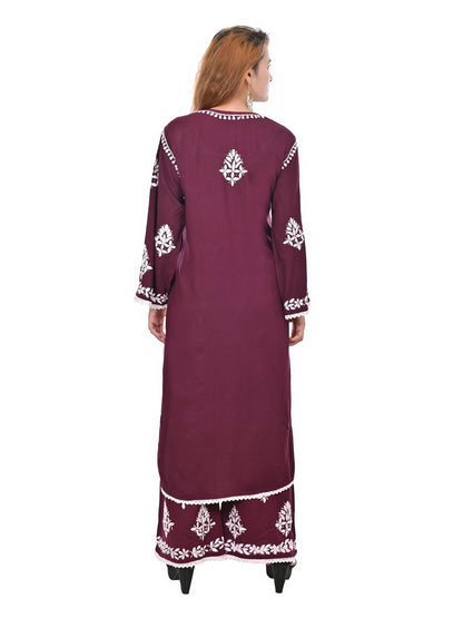 Handmade Embroidered Rayon Lace Plazo Set