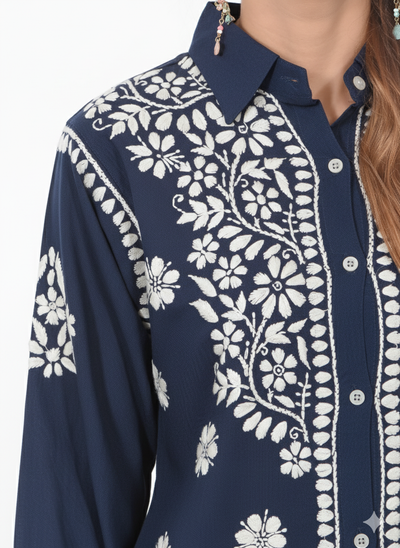 Handmade Embroidered Rayon Lucknowi Chikankari Co-ord Set