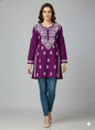 "Short Rayon Lucknowi Chikankari Kurti with Hand Embroidery"