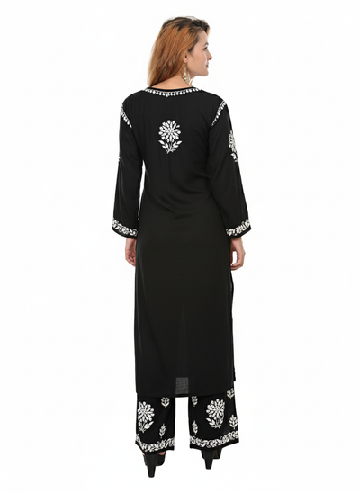 Handmade Embroidered Rayon Lucknowi Chikankari Plazo Set