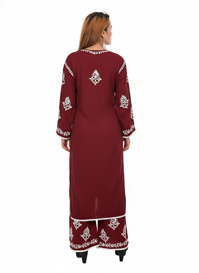 Handmade Embroidered Rayon Lace Plazo Set