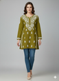 "Short Rayon Lucknowi Chikankari Kurti with Hand Embroidery"