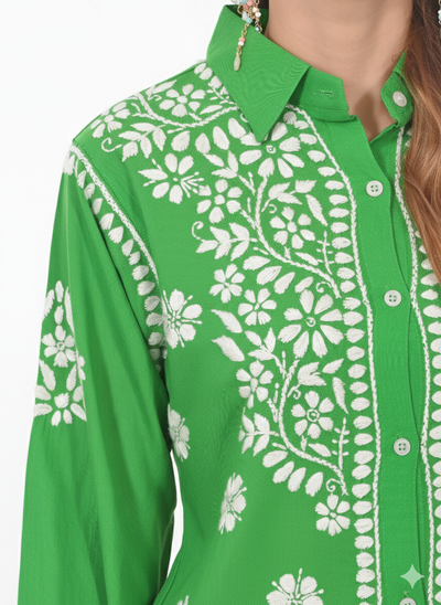 Handmade Embroidered Rayon Lucknowi Chikankari Co-ord Set