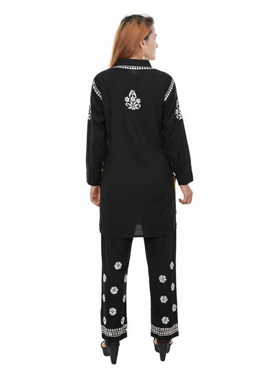 Handmade Embroidered Rayon Lucknowi Chikankari Co-ord Set