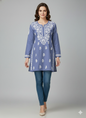 "Short Rayon Lucknowi Chikankari Kurti with Hand Embroidery"