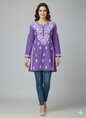 "Short Rayon Lucknowi Chikankari Kurti with Hand Embroidery"