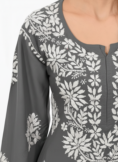 Handmade Embroidered Rayon Lace Plazo Set