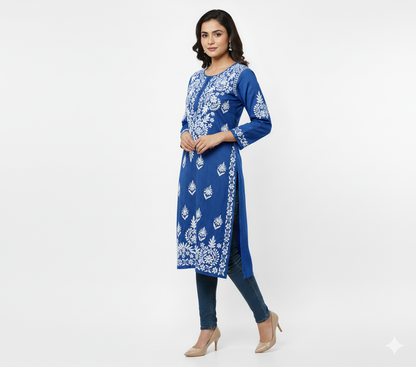 Lucknowi Chikankari Kurti Featuring Hand Embroidery