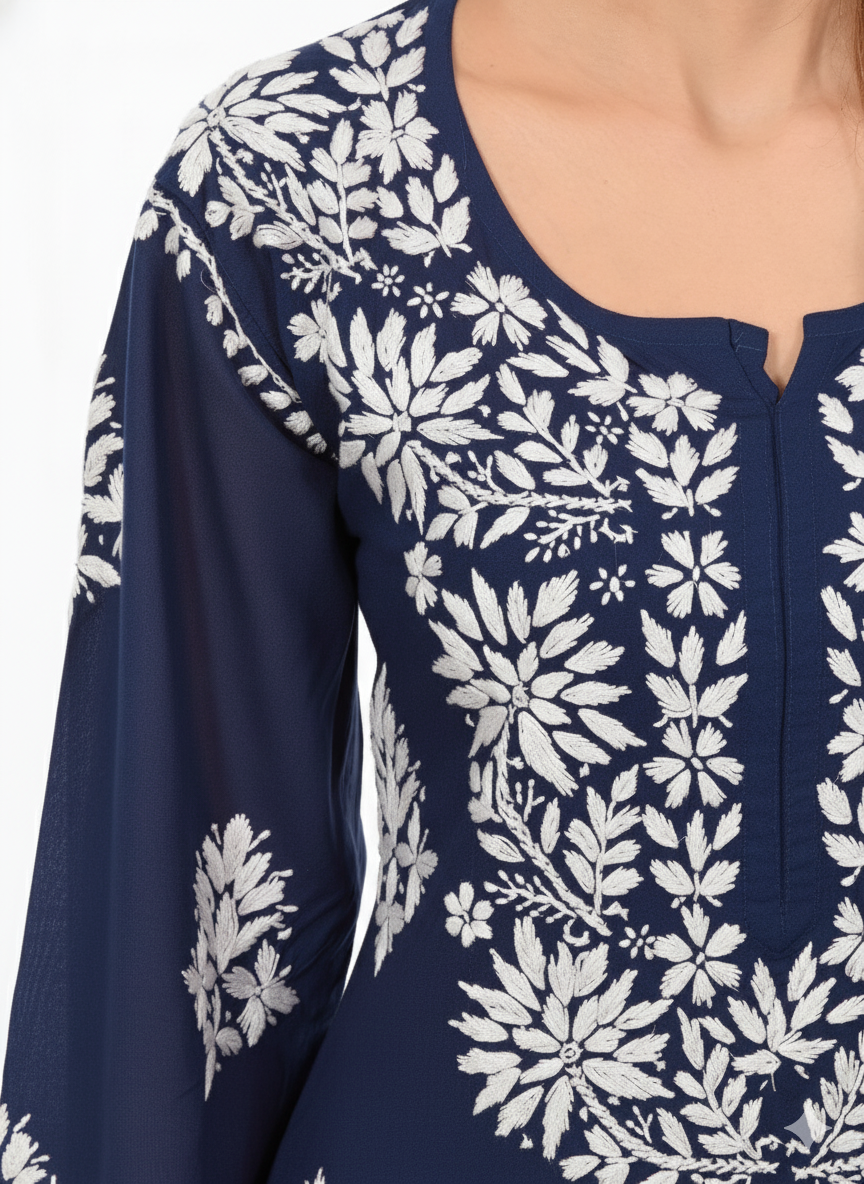 Handmade Embroidered Rayon Lace Plazo Set