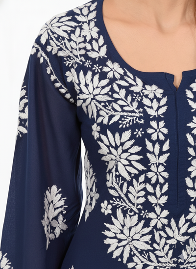 Handmade Embroidered Rayon Lace Plazo Set