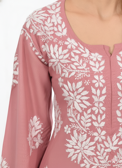 Handmade Embroidered Rayon Lace Plazo Set