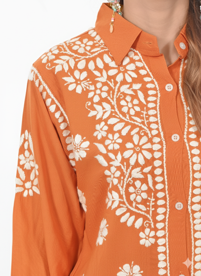 Handmade Embroidered Rayon Lucknowi Chikankari Co-ord Set